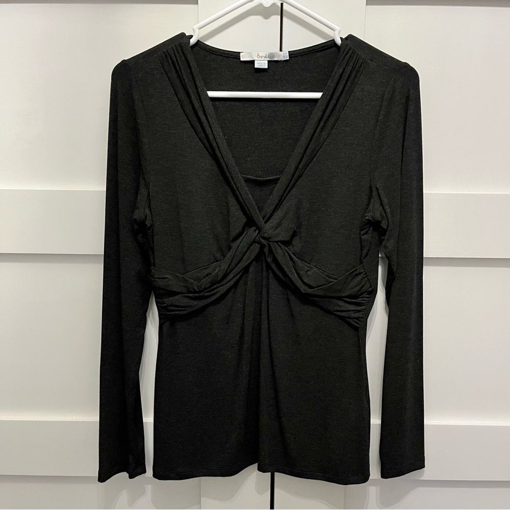 Boden faux wrap top solid charcoal grey size US 8